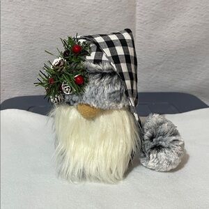 Plaid Gray and White Gnome Figurine